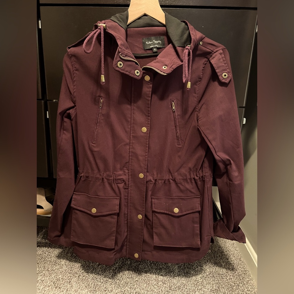Eden Society Holly Contrast Hood Cargo Jacket - Burgundy Size Small
